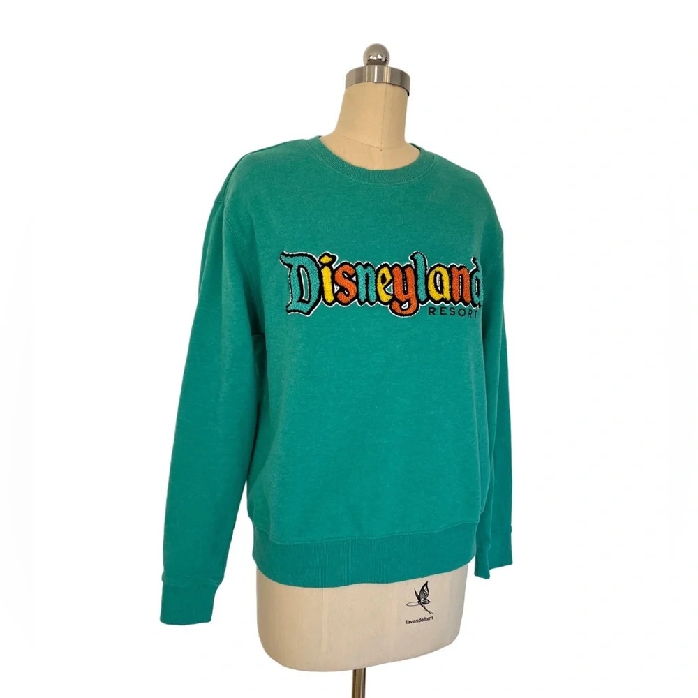 Disneyland Resort Disney teal green sweatshirt sweater long sleeve lounge top M - Picture 4 of 10